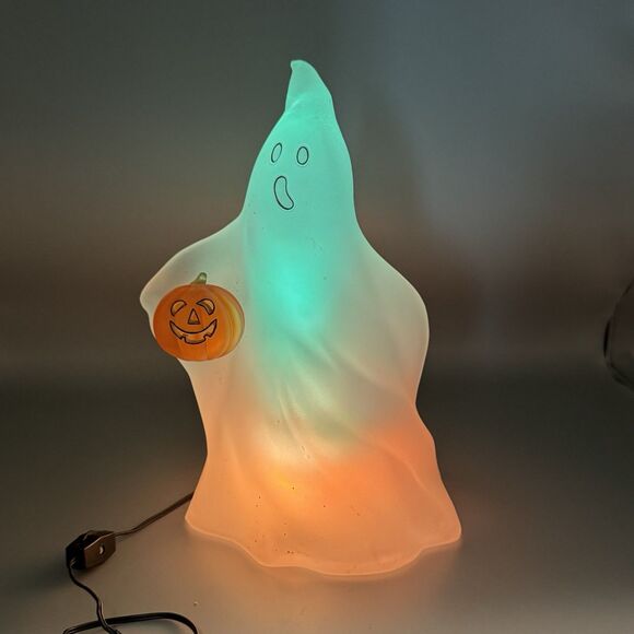 Vtg Ghost Light Up Dept 56 Acrylic Blow Mold Color Changing Halloween Decor 12"T - Picture 5 of 17